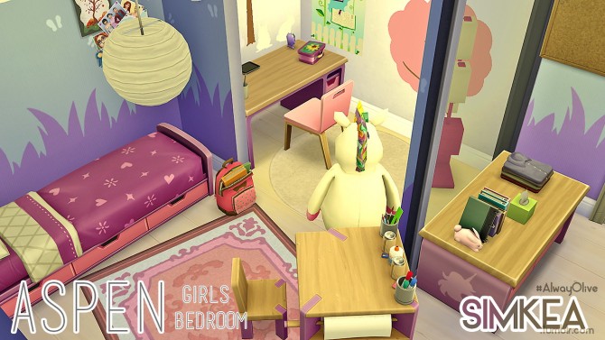 Sims 4 Aspen Girls Bedroom at Simkea