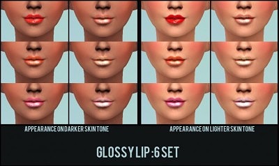 6 glossy lipstick at theasims