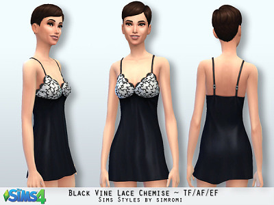 Black Vine Lace Chemise AF by simromi at The Sims Resource