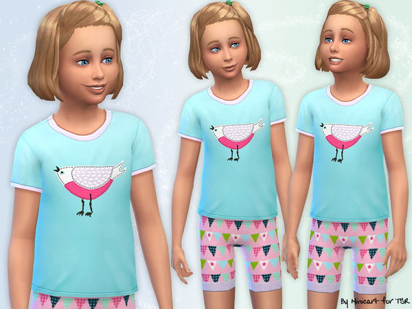 Sims 4 Bird and Bunting Pyjamas by minicart at TSR