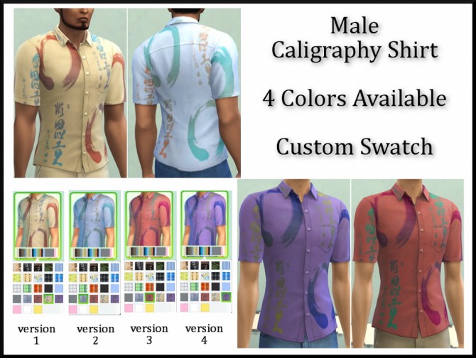 Sims 4 Male Caligraphy Shirts by InaMac69 at Simtech Sims4