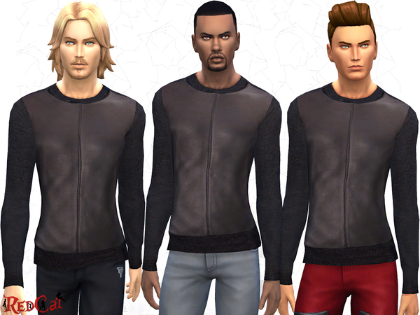 Sims 4 Leather Sweater by RedCat at TSR