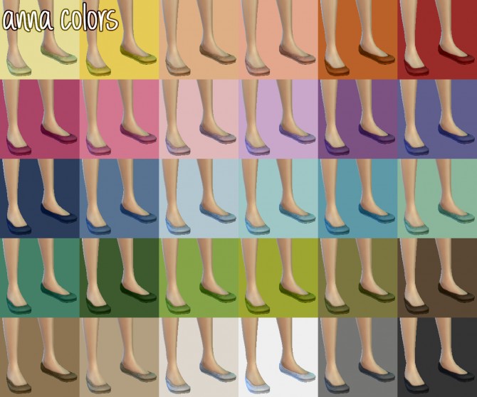 Sims 4 Ballet flats in 54 colors by Goldfish of Evil at Mod The Sims