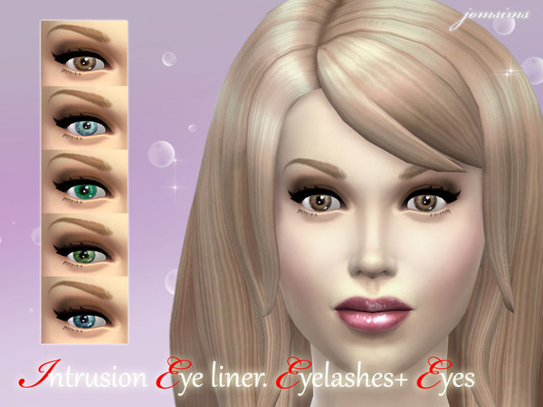 Sims 4 Intrusion Eye liner + Eyelashes + Eyes 5 colors by Jomsims at The Sims Resource