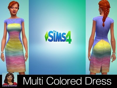 Multi Colored Dress by luckyoyo at Mod The Sims
