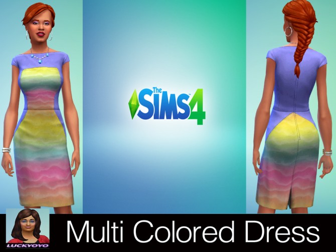 Sims 4 Multi Colored Dress by luckyoyo at Mod The Sims