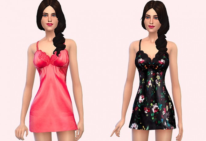 Sims 4 Pinkish red and black nightgowns at Ecoast