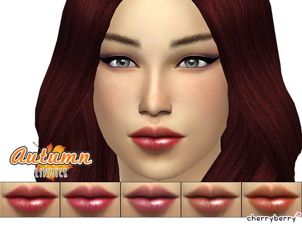 Sims 4 Autumn lipstick by CherryBerrySim at TSR