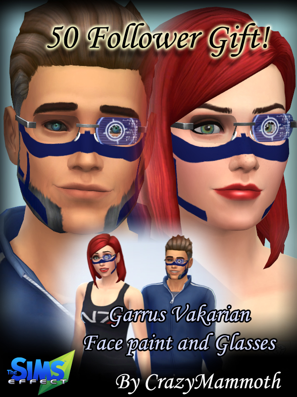 Sims 4 Garrus Vacaran glasses and face paint at Crazy Mammoth