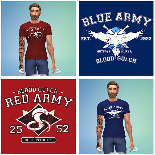 Sims 4 Red and Blue Army Shirts for males at RTS4CC