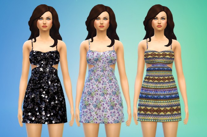 Sims 4 Cutout Dresses: Sequin, Floral, Pattern at Seventhecho