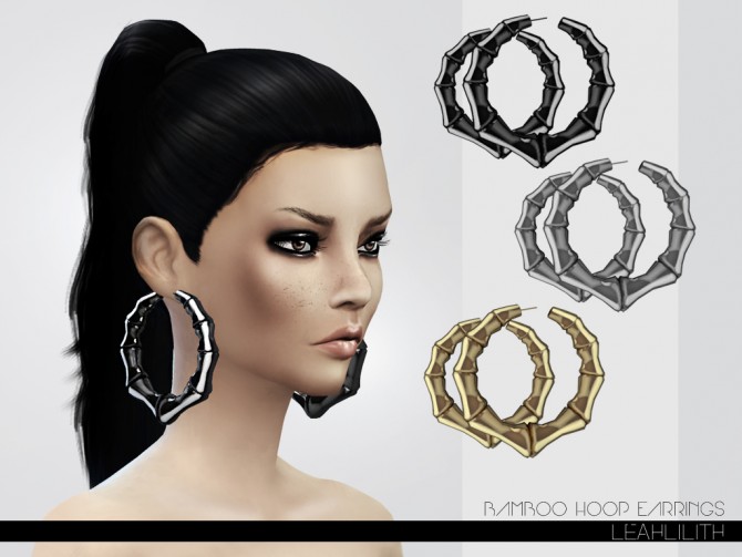 Sims 4 Bamboo Hoop Earrings by Leah Lillith at TSR