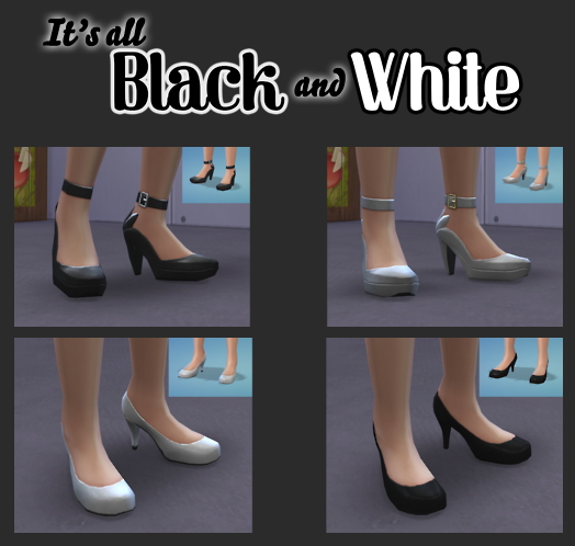 Sims 4 Black and White Pumps at JettSchae