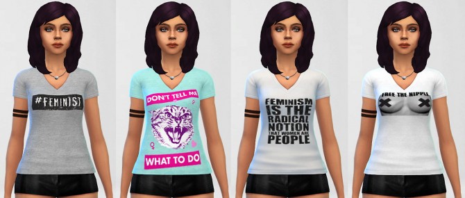 Sims 4 Feminist shirts at ThatMalorieGirl