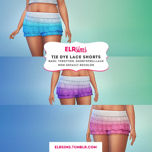 Sims 4 3 TIE DYE LACE SHORTS at ELRsims