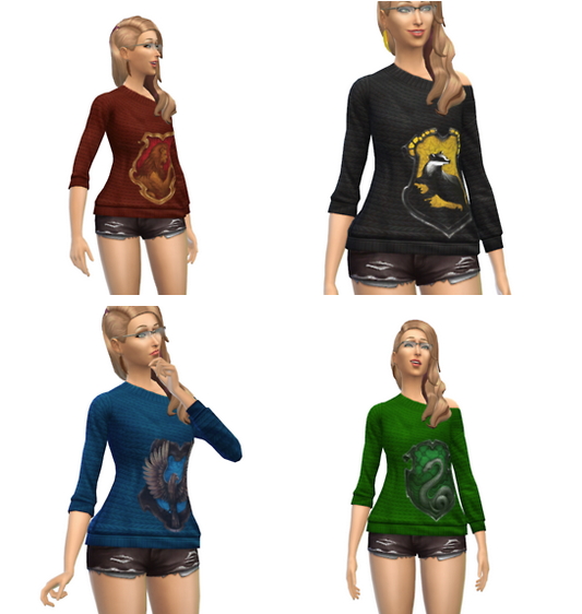 Sims 4 Hogwarts House Pride Sweaters at SimZei