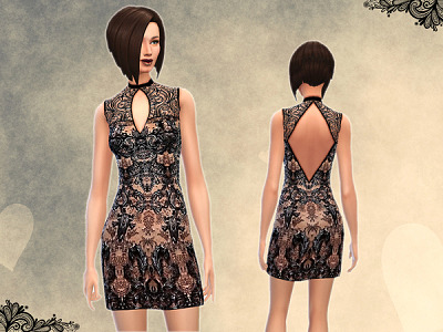 Everlasting Lace Dress by Notegain at The Sims Resource
