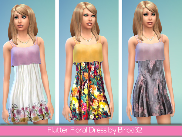 Sims 4 Flutter Floral Dresses by Birba32 at The Sims Resource