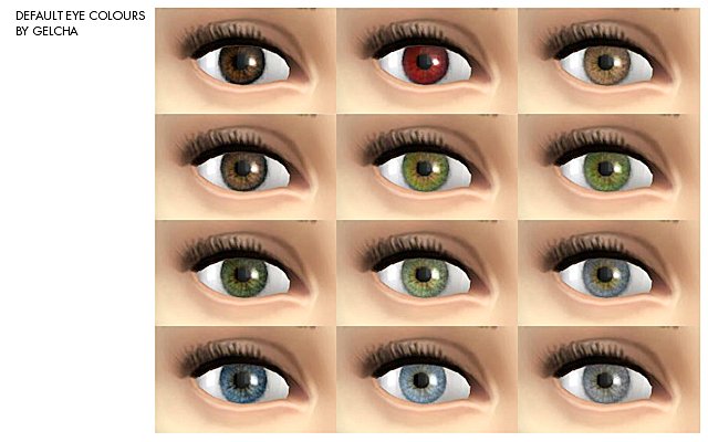 Sims 4 Default eye colours by Gelcha at ihelensims