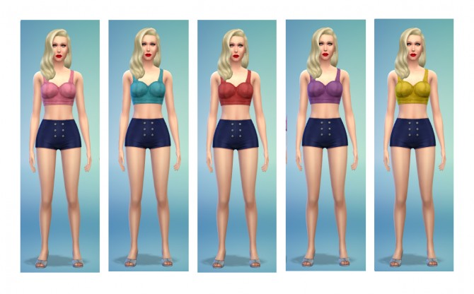 Sims 4 Henley Tees, Rolled Shirt and Bustier Tops at Simsnacks
