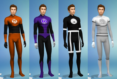 Sims 4 All nine Lantern Corps uniforms at Sambler