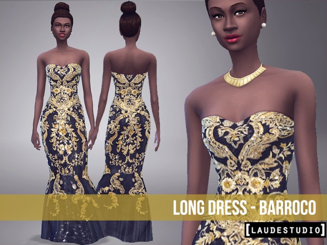 Sims 4 Barroco Long Dress at Laude Studio