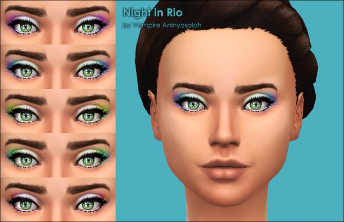 Sims 4 Night in Rio 5 eyeshadows + eyelashes by Vampire aninyosaloh at Mod The Sims