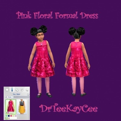 Pink floral formal dress by DrTeeKayCee at Sim Culture Nation