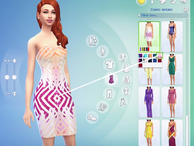 Sims 4 Orange & Pink Dress at Laude Studio