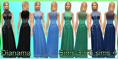 Sims 3 VS Sims 4 gown by Dianama at Saratella’s Place