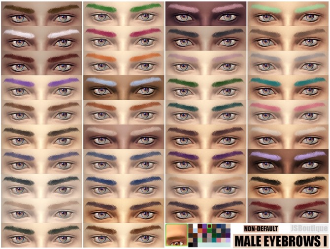 Sims 4 Non Default Male Eyebrows I 38 Colors at JSBoutique