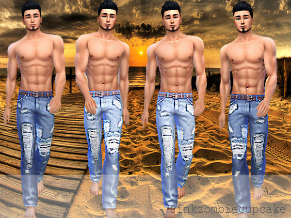 Sims 4 Distressed acid wash jeans by Pinkzombiecupcakes at The Sims Resource