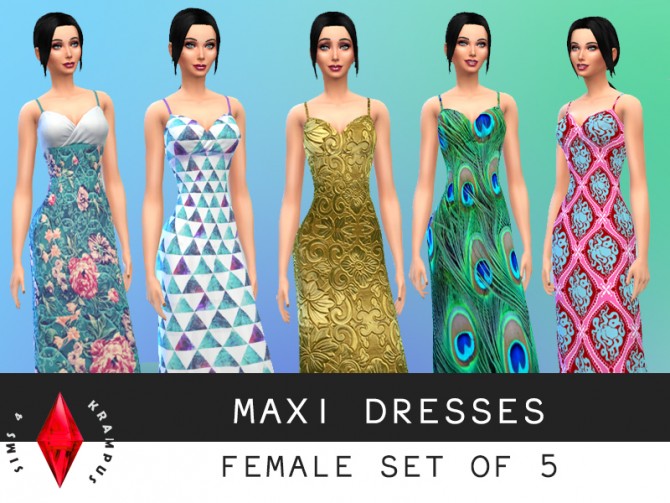 Sims 4 Maxi dress set of 5 at Sims 4 Krampus