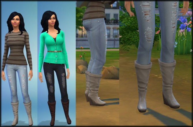 Sims 4 Calf Slouch Boots Edit by Julie J at Mod The Sims