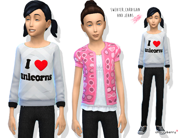 Sims 4 Im stylish   Girls clothing set by CherryBerrySim at TSR