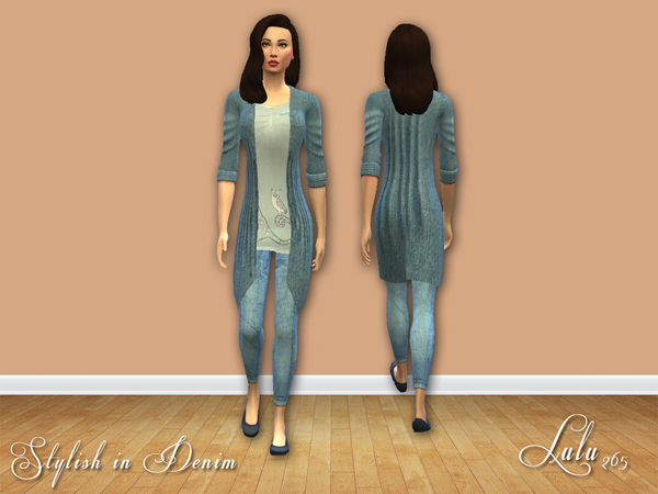 Sims 4 Stylish in Denim outfit by Lulu265 at The Sims Resource
