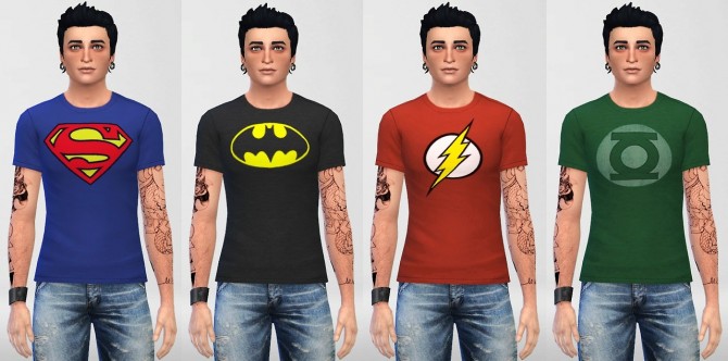 Sims 4 Male Superhero Shirts part 1 at ThatMalorieGirl