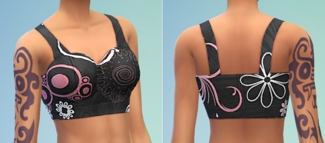 Sims 4 3 recolored bustier crop tops by mamajanaynay at Simtech Sims4