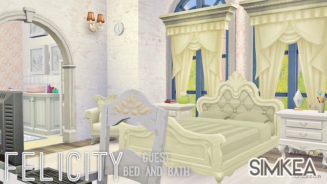 Sims 4 Felicity Guest Bed and Bath at Simkea