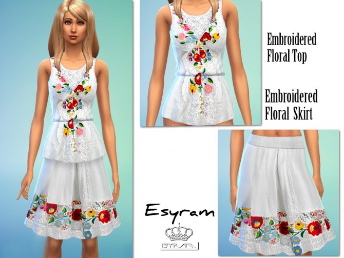Sims 4 Embroidered Floral Set at EsyraM