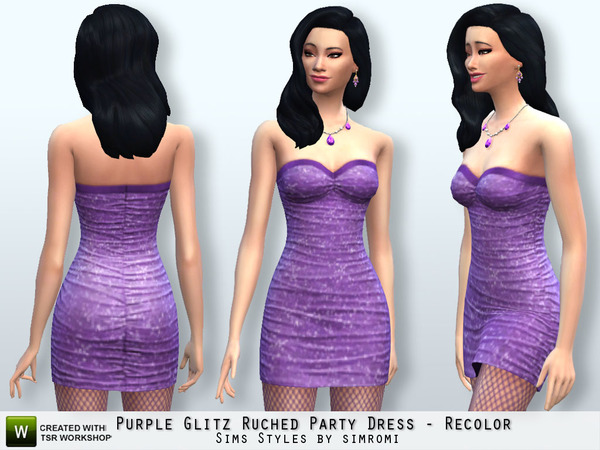 Sims 4 Glitz Ruched Party Dress Recolor Set by Simromi at The Sims Resource