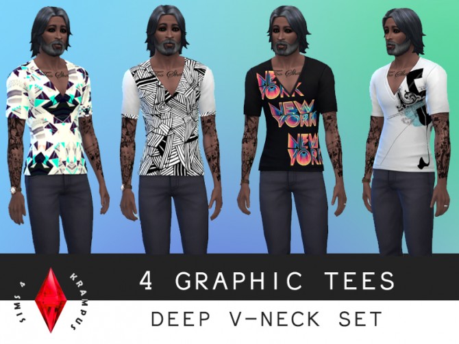 Sims 4 Deep v neck t shirt for males at Sims 4 Krampus