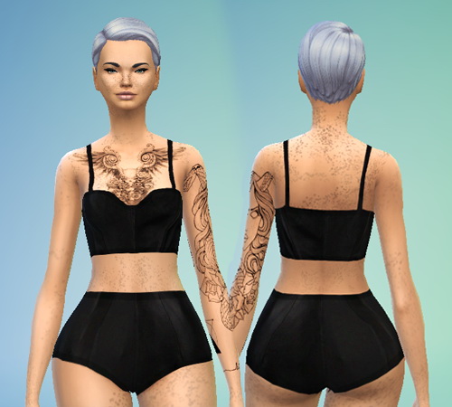 Sims 4 Caged and simple Leather Bralet plus pants at Puresims