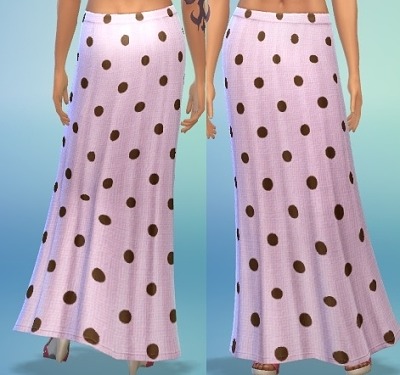 Pink poka-dot maxi skirt by mamajanaynay at Simtech Sims4