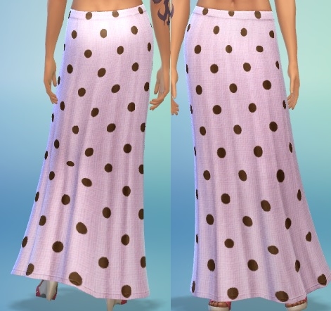 Sims 4 Pink poka dot maxi skirt by mamajanaynay at Simtech Sims4