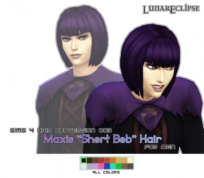 Sims 4 The Short bob haircut for males at Eclipse Sims 4