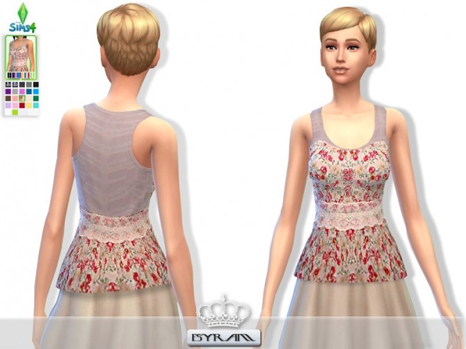 Sims 4 Floral Lace Top at EsyraM