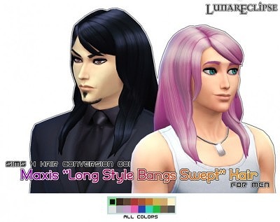 Long style bangs swept hair f2m at Eclipse Sims 4