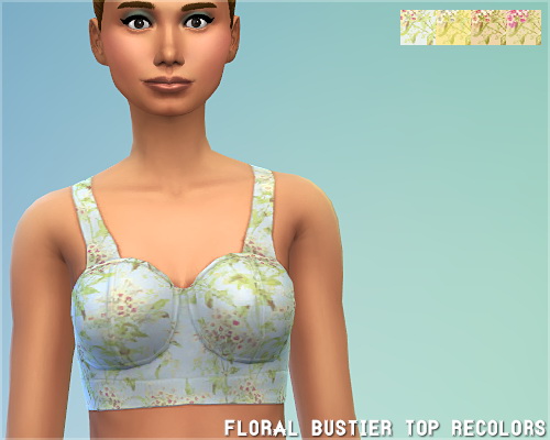 Sims 4 Floral bustier crop tops at Niles Edge