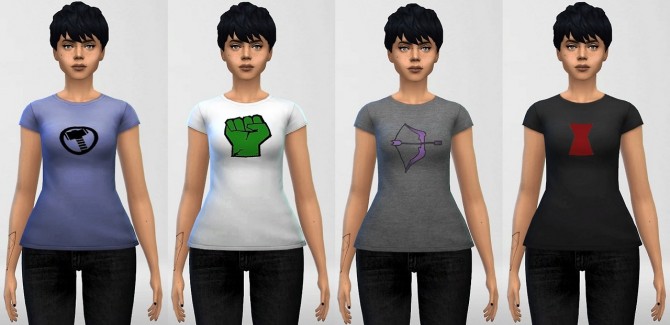 Sims 4 13 More Superhero Logos AF tees at ThatMalorieGirl